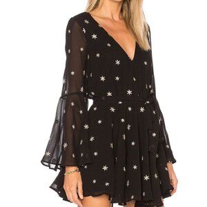 Lovers and Friends Lila Night & Gold Black Mini Dress long sleeve